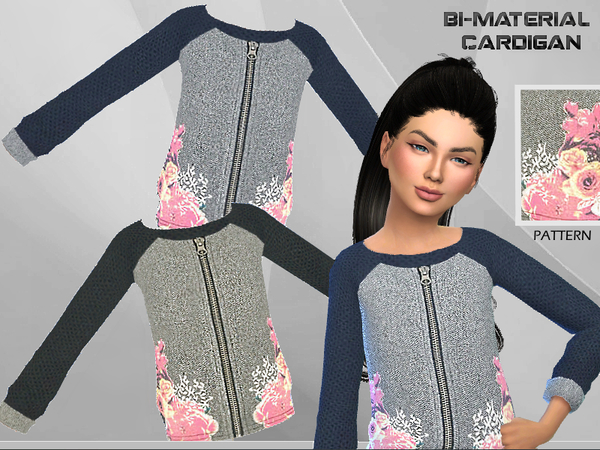 Sims 4 — Bi-material Cardigan by Puresim — A casual cardigan for your little girls. -2 variations - Base game Enjoy :)