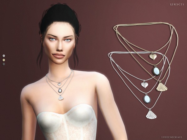 Sims 4 — 3 Piece Necklace by serenity-cc — - custom thumbnail - HQ compatible - shadow map/ compatible with sliders - 3