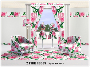 Sims 3 — 2 Pink Roses_marcorse by marcorse — Fabric pattern a small and a large pink rose in an all-over design.