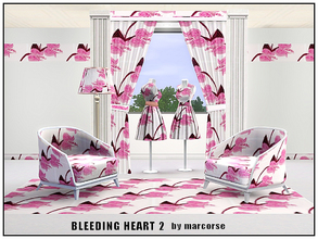 Sims 3 — Bleeding Heart 2_marcorse by marcorse — Fabric pattern: pink bleeding heart flowers in a diagonal design on
