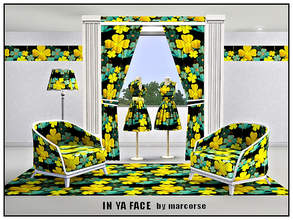 Sims 3 — In Ya Face_marcorse by marcorse — Fabric pattern: bold and confronting - floral on black in blue and yellow