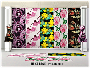 Sims 3 — In Ya Face_marcorse by marcorse — Five Fabric patterns with a bold floral look. [if you don't want the full set,