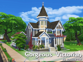 Sims 4 — Gorgeous Victorian by moony-cat — Two stories victorian house with large orangery decorated with a lot of plants