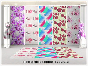 Sims 3 — Heartstrings & Others_marcorse by marcorse — Five assorted patterns with pink/red as the dominant colour.