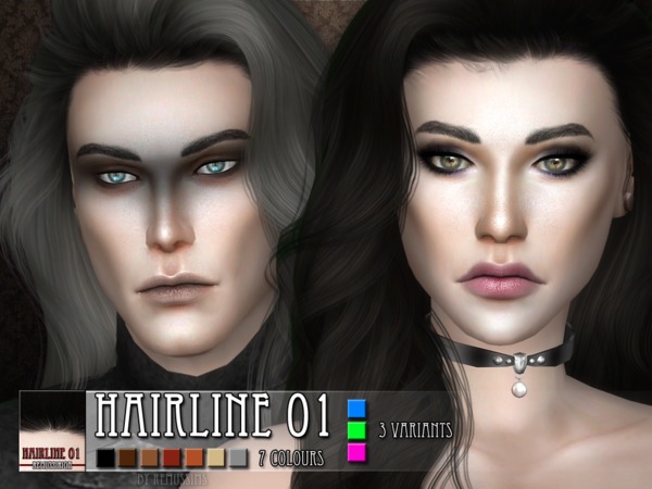 Sims 4 — Hairline 01 by RemusSirion — A simple straight hairline for TS4 - 7 colours and 3 variants - HQ compatible (see