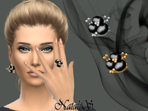 Sims 4 — NataliS_Onyx flower ring by Natalis — Black onyx flower ring. FT- FA- FE 2 colors.