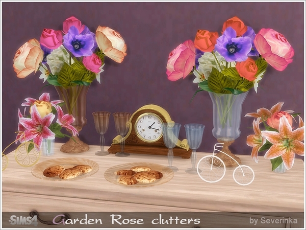 Sims 4 — Garden Rose clutters by Severinka_ — Set decoration for the living room in the style of Provence. The set