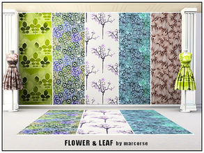 Sims 3 — Flower & Leaf_marcorse. by marcorse — Five patterns with a floral/leaf motif. All are found in Fabrics,