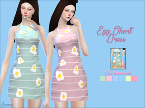 Sims 4 — Yume - Egg short dress by Zauma — Hello! I made some random dresses, casual with strikes and some eggs.