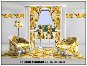 Sims 3 — French Marigolds_marcorse by marcorse — Fabric pattern: orange marigolds in a vertical design.