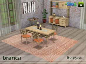 Sims 4 — Branca set dinning room by xyra332 — Table, chair, cupboard, side table, crochet and candles decoratives,