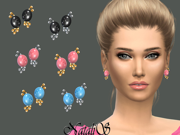 Sims 4 — NataliS_Gemstone stud earrings by Natalis — Gemstone stud earrings. FT-FA-FE 3 colors.