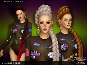Sims 4 — JAKEA - H008 - ANACONDA (Female Hair) by JAKEASims — - Super long braid hairstyles for female - Teen through