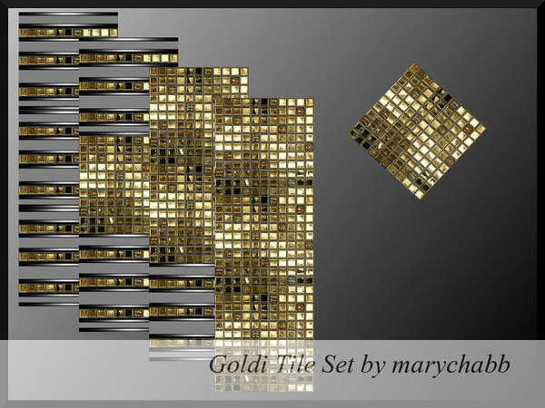 Sims 4 — Goldi Tile Set by marychabb — For short / meduim / tall wall Kategory: Tile Walls - 4 colors Floors - 1 colors