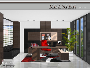 Sims 4 — Kelsier Office by NynaeveDesign — This modern office features clean lines, floating tops and a functional