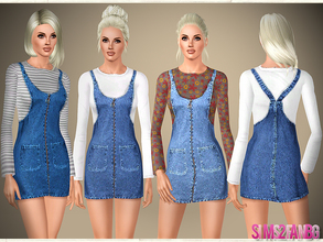 Sims 3 — 467 - Denim pinafore dress by sims2fanbg — .:467 - Denim pinafore dress:. Outfit in 4 recolors, Custom mesh,
