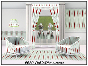 Sims 3 — Bead Curtain_marcorse by marcorse — Geometric pattern: vertical dot design in red and green