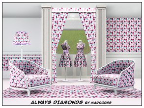 Sims 3 — Always Diamonds_marcorse by marcorse — Geometric pattern - diamond mosaic in purple, aqua and white.