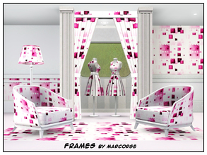 Sims 3 — Frames_marcorse by marcorse — Geometric pattern: random frame shapes in lipstick pink shades