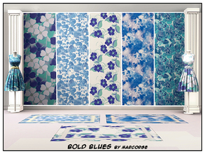 Sims 3 — Bold Blues_marcorse by marcorse — Five collected patterns in bold blue designs. All are found in Fabrics, except