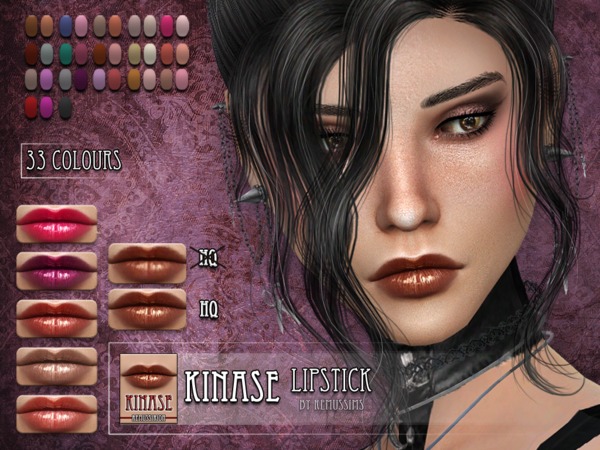 Sims 4 — Kinase Lipstick by RemusSirion — Kinase Lipstick for TS4 :) The preview picture was done with HQ ON - 33 colours