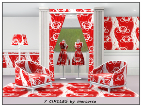 Sims 3 — 7 Circles_marcorse by marcorse — Geometric pattern: 7 circle shapes and random streamers in scarlet and white