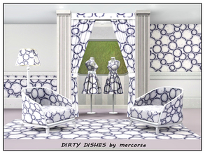 Sims 3 — Dirty Dishes_marcorse by marcorse — Geometric pattern: kitchen hand wanted - pile of blue banded dirty dishes.