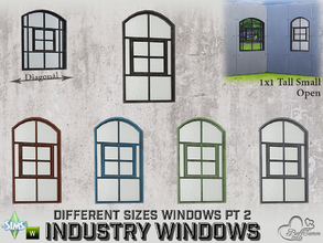 Sims 4 — Industry Windows SW Tall Small Curved Close 1x1 by BuffSumm — Part of the *Build Industry Set*
