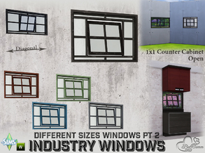 Sims 4 — Industry Windows Full Counter Cabinet Open 1x1 by BuffSumm — Part of the *Build Industry Set*