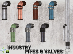 Sims 4 — Industry Pipes Large Curve Down by BuffSumm — Part of the *Build Industry Set*