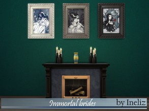 Sims 4 — Immortal Brides by Ineliz — A set of portraits with famous gothic brides: Morticia, Bride of Frankenstein and
