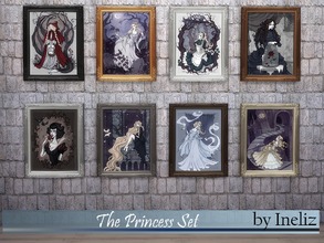 Sims 4 — The Princess Set by Ineliz — A set of gothic portraits of fairy tale princesses: Rapunzel, Snow White, Elsa,