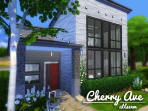 Sims 4 — Cherry Ave |No CC| by atlsznm — A tiny contemporary house for a single sim or a couple. It has 1 floor - the