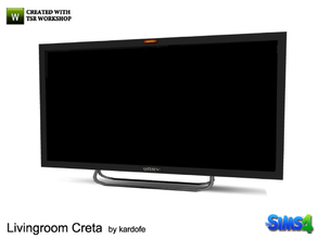 Sims 4 — kardofe_Livingroom Creta_TV by kardofe — Flat-screen TV in black aluminum with silver stand 