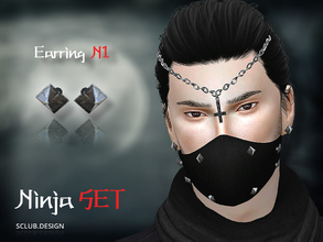 Sims 4 — S-Club TS4 MK Earring N1 by S-Club — Hi everyone! This item is part of our Ninja set. Hope you like it!