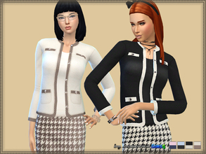 Sims 4 — Set Coco by bukovka — Set for women of all ages in the Chanel style. It includes jacket and skirt. Installed