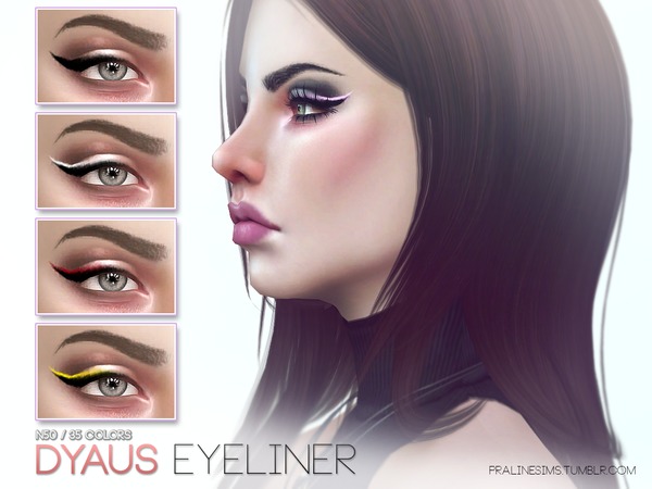 Sims 4 — Dyaus Eyeliner N50 by Pralinesims — Winged eyeliner in 35 colors.