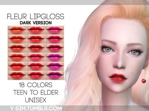 Sims 4 — [ Y ] - Fleur Lipgloss - Dark by Y-Sim — Darker version of my Fleur Lipgloss. Soft lip gloss in orange, red,
