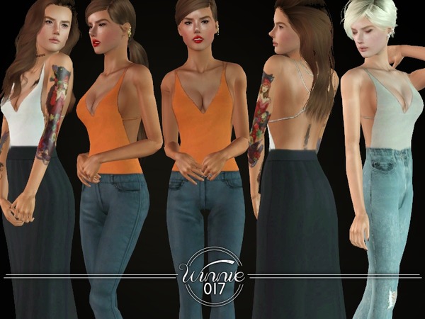 Sims 3 — The Anette Top by winnie017 — Strappy, backless top with plunging neckline recolorable all LOD's