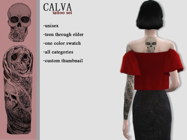 Sims 4 — CALVA TATTOO SET by crystlsims — This is a tattoo set for both genders -Teen through elder -All categories