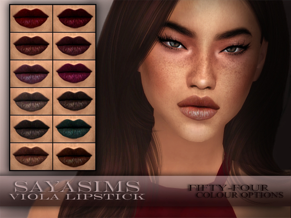 Sims 4 — Viola Lipstick by SayaSims — - 54 colour options - Custom Thumbnail - Teen to elder - All genders - Works with