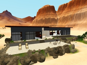 Sims 3 — Modern Desert House by KaMiojo_ — This house is modern and simple. It has one floor, large outdoor space. Four