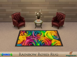 Sims 4 — Rainbow Roses Rug by DragonQueen — A vibrantly colorful bouquet of roses adorn a 3x2 rug. Do NOT upload this