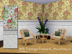 Sims 4 — MB-VintageVenueK_DecoStucco by matomibotaki — MB-VintageVenueK_DecoStucco, lovely floral vintage wallpaper with