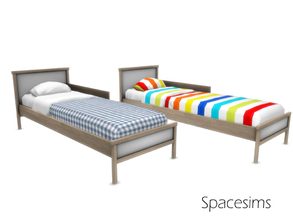 Sims 4 — Liam kids' room - Bed by spacesims — A cozy bed made from solid wood with a slatted bed base.