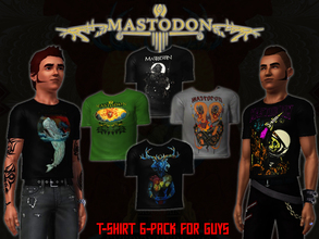 Sims 3 — Mastodon T-Shirt 6 Pack for Guys by Downy Fresh — Six different High-Quality Mastodon band T-shirts for your