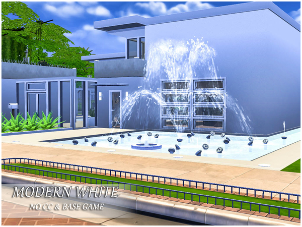 Sims 4 — Modern White by Caroll912 — Modern White is a big family house containing swimming pool, gym, sundeck, home
