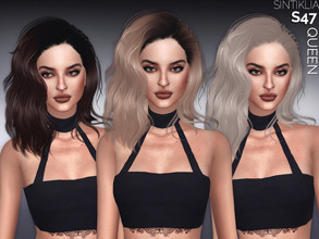 Sims 4 — Sintiklia - Hair s47 Queen by SintikliaSims — HQ texture 30 colors(solids and ombre) New mesh Smooth breast