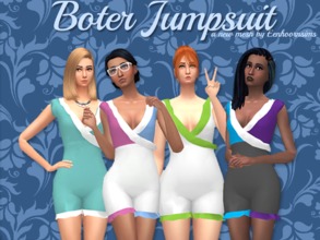 Sims 4 — Boter Jumpsuit by Eenhoorntje — My first mesh, it's a fun jumpsuit! Information: - It has 54 swatches, including