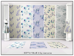 Sims 3 — Softly Blue 2_marcorse by marcorse — Five collected patterns in soft shades of blue. All are found in Fabrics,